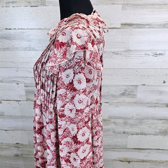 Free People These Dreams Floral Ruffle Mini Dress XS Boho Cottagecore Festival - Picture 9 of 16